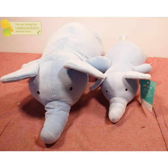 Pillowfort Elephant & Baby Weighted Plush Kids' Throw Pillow Blue (Damaged)* - Picture 1 of 10